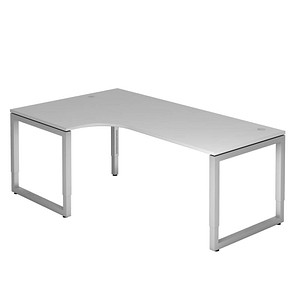 4032062156803 - HAMMERBACHER RS82 höhenverstellbarer Schreibtisch lichtgrau L-Form O-Fuß-Gestell silber 2000 x 1200 cm 4032062156803 - HAMMERBACHER RS82 höhenverstellbarer Schreibtisch lichtgrau L-Form O-Fuß-Gestell silber 2000 x 1200 cm