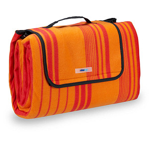 4052025259891 - Picknickdecke Fleece wasserdichte Outdoordecke wärmeisoliert Tragegriff xl 200x200cm orange-rot gestreift - Relaxdays 4052025259891 - Picknickdecke Fleece wasserdichte Outdoordecke wärmeisoliert Tragegriff xl 200x200cm orange-rot gestreift - Relaxdays
