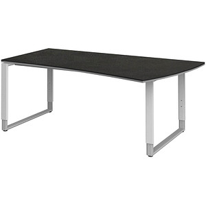 4004479842174 - röhr Imperia höhenverstellbarer Schreibtisch quarzit Trapezform Kufen-Gestell weiß 1800 x 800 1000 cm
