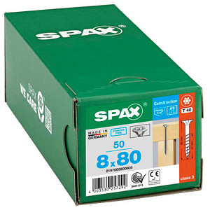 SPAX® Universalschrauben T40 Senkkopf Edelstahl A2 8 mm x 80mm, 50 St.