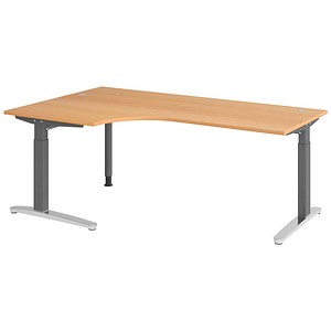 Hammerbacher Schreibtisch VXB, manuell höhenverstellbar, 85cm (H), 200x120cm (BxT), buche / graphit 4032062326183 Hammerbacher 6 Stück