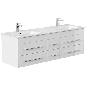 POSSEIK Waschbecken mit Unterschrank NERO XL weiß glanz 153,0 x 46,5 x 51,2 cm