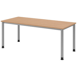 HAMMERBACHER HS19 höhenverstellbarer Schreibtisch eiche rechteckig, 4-Fuß-Gestell silber 180,0 x 80,0 cm