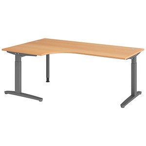 Hammerbacher Schreibtisch VXB, manuell höhenverstellbar, 85cm (H), 200x120cm (BxT), buche / graphit 4032062326268 Hammerbacher 6 Stück