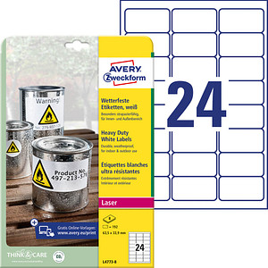 4004182076019 - 192 AVERY Zweckform wetterfeste Folienetiketten L4773-8 weiß 635 x 339 mm