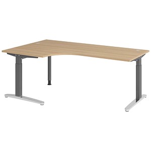 Hammerbacher Schreibtisch VXB, manuell höhenverstellbar, 85cm (H), 200x120cm (BxT), eiche / graphit 4032062326190 Hammerbacher 6 Stück