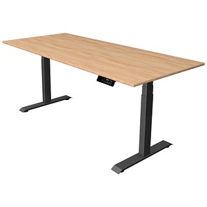 Kerkmann Move 1 stable elektrisch höhenverstellbarer Schreibtisch eiche hell rechteckig, T-Fuß-Gestell grau 180,0 x 80,0 cm