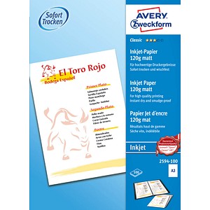 Avery Zweckform Fotopapier 2594 100 Din A3 Matt 1 G Qm 100 Blatt Gunstig Online Kaufen Office Discount