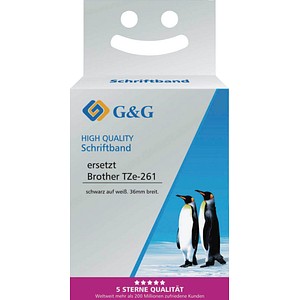 6934974116082 - Schriftband kompatibel zu Brother Beschriftungsband TZe-261 selbstklebend weiß schwarz Kunststoff L 8 m x B 36 mm