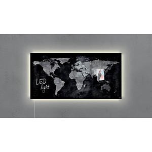 4004360825903 - Glas-Magnettafel artverum® LED light 910 x 460 cm World-Map 4004360825903 Sigel