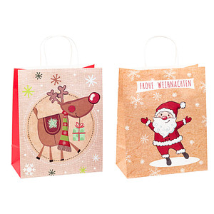 4022792983183 - Geschenktasche 88318-SG Weihnachten Kraftpapier Serie 1 Weihnachten 1x Renntier 1xWeihnachtsmann 26cm x 32cm 4022792983183 T 6 Stück