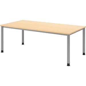 HAMMERBACHER HS2E höhenverstellbarer Schreibtisch ahorn rechteckig, 4-Fuß-Gestell silber 200,0 x 100,0 cm