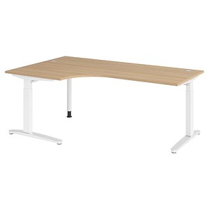 Hammerbacher Schreibtisch VXB, manuell höhenverstellbar, 85cm (H), 200x120cm (BxT), eiche / weiß 4032062326435 Hammerbacher 6 Stück