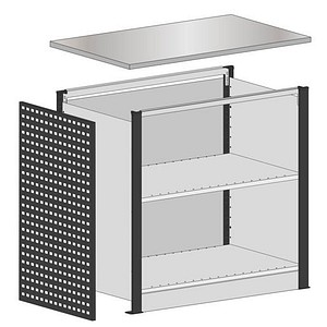 SCHULTE Thekenmodul MULTIplus Startmodul gerade, mit Arbeitsplatte, lichtgrau, schwarz 80,6 x 78,0 x 103,5 cm