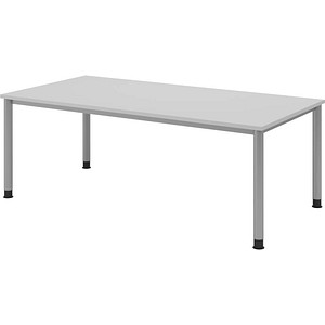 HAMMERBACHER HS2E höhenverstellbarer Schreibtisch lichtgrau rechteckig, 4-Fuß-Gestell silber 200,0 x 100,0 cm
