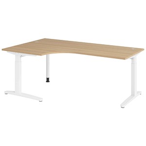 Hammerbacher Schreibtisch VXB, manuell höhenverstellbar, 85cm (H), 200x120cm (BxT), eiche / weiß 4032062326510 Hammerbacher 6 Stück