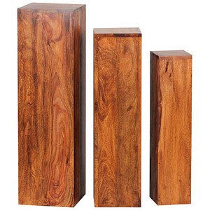 4250950223820 - Sheesham Massivholz Beistelltische 3er Set Säule Neu