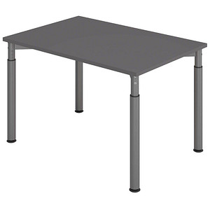 Hammerbacher Schreibtisch VYS, manuell höhenverstellbar, 82cm (H), 120x80cm (BxT), Graphit / graphit 4032062322796 Hammerbacher