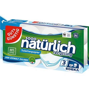 4311536910586 - Toilettenpapier sooo natürlich recycling ohne 538517003 3-lagig weiß 200 Blatt Rolle 4311536910586 Gut & Günstig 8 Rolle 4311536910586 - Toilettenpapier sooo natürlich recycling ohne 538517003 3-lagig weiß 200 Blatt Rolle 4311536910586 Gut & Günstig 8 Rolle