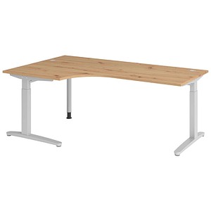 Hammerbacher Schreibtisch VXB, manuell höhenverstellbar, 85cm (H), 200x120cm (BxT), asteiche / silber 4032062326374 Hammerbacher 6 Stück