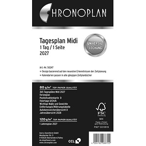 Chronoplan Chronoplan Tagesplan Midi 96x172mm 1Tag/Seite 2027