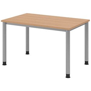HAMMERBACHER HS12 höhenverstellbarer Schreibtisch eiche rechteckig, 4-Fuß-Gestell silber 120,0 x 80,0 cm