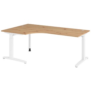 Hammerbacher Schreibtisch VXB, manuell höhenverstellbar, 85cm (H), 200x120cm (BxT), asteiche / weiß 4032062326534 Hammerbacher 6 Stück
