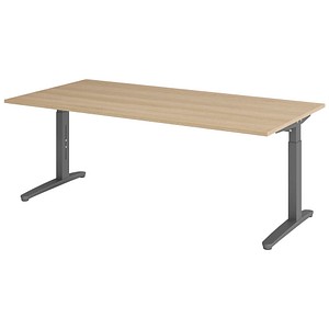 4032062170908 - ANNY - Schreibtisch mit C-Fußgestell höhenverstellbar 650 - 850 mm Breite 2000 mm graphit   Eiche kaiserkraft