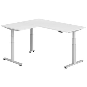 Hammerbacher Sitz-Steh-Schreibtisch VXDSM, elektrisch höhenverstellbar, 127cm (H), 160x180cm (BxT), weiß / silber 4032062327388 Hammerbacher 6 Stück