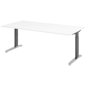 Hammerbacher Schreibtisch VXB, manuell höhenverstellbar, 85cm (H), 200x100cm (BxT), weiß / graphit 4032062170991 Hammerbacher 5 Stück