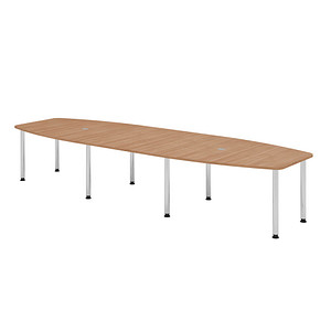 4032062315514 - HAMMERBACHER Konferenztisch KT40C nussbaum Tonnenform Rundrohr chrom 4000 x 850 1300 x 720 - 740 cm