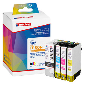 4057305064271 - edding EDD-492  schwarz cyan magenta gelb Druckerpatronen kompatibel zu EPSON 27XL   T2711XL 12XL 13XL 14XL 4er-Set