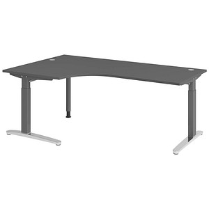Hammerbacher Schreibtisch VXB, manuell höhenverstellbar, 85cm (H), 200x120cm (BxT), graphit / graphit 4032062326176 Hammerbacher 6 Stück