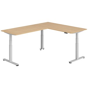 Hammerbacher Sitz-Steh-Schreibtisch VXDSM, elektrisch höhenverstellbar, 127cm (H), 240x180cm (BxT), eiche / silber 4032062327197 Hammerbacher 7 Stück