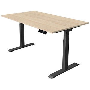 Kerkmann Move 1 stable elektrisch höhenverstellbarer Schreibtisch ahorn rechteckig, T-Fuß-Gestell grau 140,0 x 80,0 cm