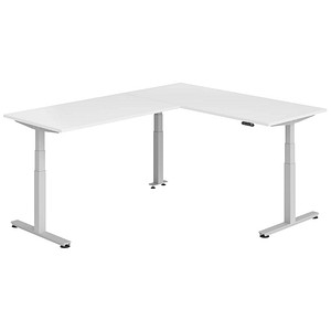 Hammerbacher Sitz-Steh-Schreibtisch VXDSM, elektrisch höhenverstellbar, 127cm (H), 240x180cm (BxT), weiß / silber 4032062327227 Hammerbacher 7 Stück