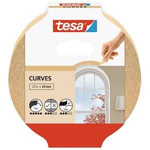 Tesa Kreppband 56533-00001 25mm x 25m beige ablösbar für Kurven 25 Meter