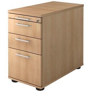 HAMMERBACHER Solid Standcontainer eiche 4 Auszüge Kunststoff-Relinggriff silber 42,8 x 80,0 x 72,0 - 76,0 cm