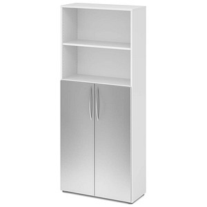4032062305362 - Regal 4770 (H x B x T) 1880 x 800 x 346 mm 5 Ordnerhöhen Drehtüren unten weiß silber 4032062305362 Hammerbacher