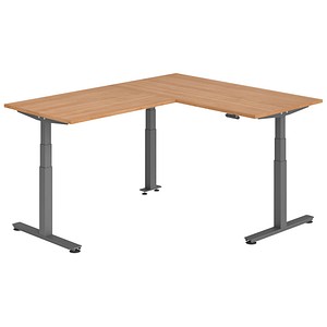 Hammerbacher Sitz-Steh-Schreibtisch VXDSM, elektrisch höhenverstellbar, 127cm (H), 200x160cm (BxT), nussbaum / graphit 4032062327043 Hammerba 6 Stück
