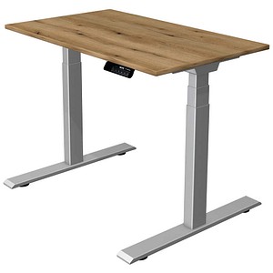 Kerkmann Move 1 stable elektrisch höhenverstellbarer Schreibtisch asteiche rechteckig, T-Fuß-Gestell silber 100,0 x 60,0 cm