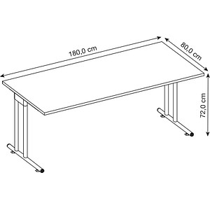 4032062032411 - Prokura Schreibtisch weiß rechteckig C-Fuß-Gestell silber 1800 x 800 cm
