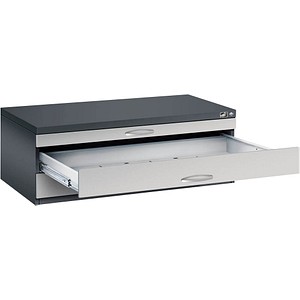 4068192047209 - Zeichnungsschrank DIN A1 3 Schubladen Höhe 420 mm schwarzgrau weißaluminium C+P 4068192047209 - Zeichnungsschrank DIN A1 3 Schubladen Höhe 420 mm schwarzgrau weißaluminium C+P