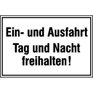 4044589016782 - Hinweisschild Ein- und Ausfahrt Tag und nach freihalten rechteck 250 x 150 cm 4044589016782 SafetyMarking