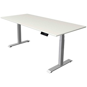 Kerkmann Move 1 stable elektrisch höhenverstellbarer Schreibtisch weiß rechteckig, T-Fuß-Gestell silber 180,0 x 80,0 cm