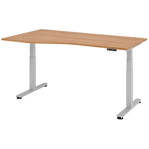 4032062150993 - HAMMERBACHER VXDSM18 elektrisch höhenverstellbarer Schreibtisch nussbaum Trapezform T-Fuß-Gestell silber 1800 x 1000 cm 4032062150993 - HAMMERBACHER VXDSM18 elektrisch höhenverstellbarer Schreibtisch nussbaum Trapezform T-Fuß-Gestell silber 1800 x 1000 cm