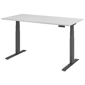 4032062185803 - HAMMERBACHER XDKB16 elektrisch höhenverstellbarer Schreibtisch lichtgrau rechteckig C-Fuß-Gestell grau 1600 x 800 cm