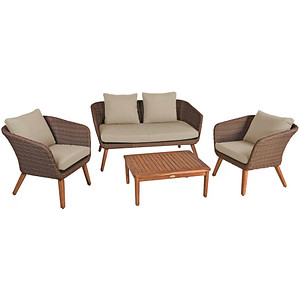 4041908127297 - Sitzgruppe ARONA Polyrattan Lounge Garten Möbel Sitzgruppe braun