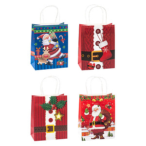 4022792880192 - Geschenktasche 88019-SG Weihnachten Serie 3 Weihnachten Papierkordel 4 Motive sortiert Weihnachtsmann 18cm x 23cm 4022792880 12 Stück