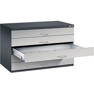 4068427436181 - CP 7100 Planschrank schwarzgrau weißaluminium 5 Schubladen 1100 x 765 x 760 cm